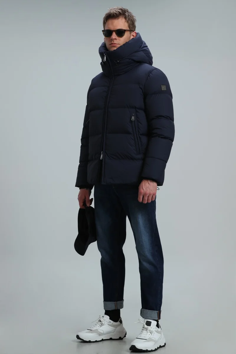 Lufian Tommy Goose Feather Men's Coat Navy Blue