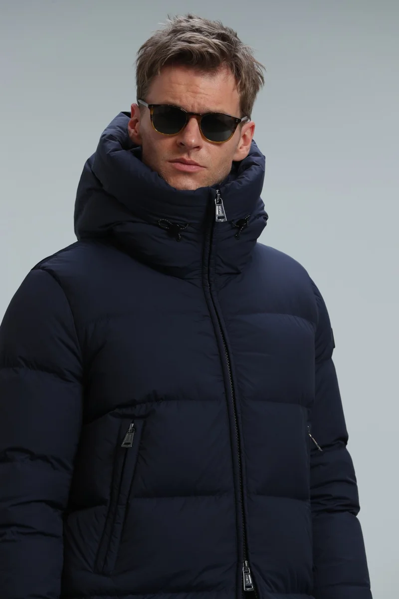Lufian Tommy Goose Feather Men's Coat Navy Blue