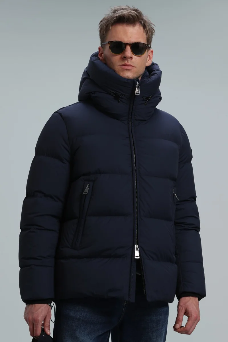 Lufian Tommy Goose Feather Men's Coat Navy Blue