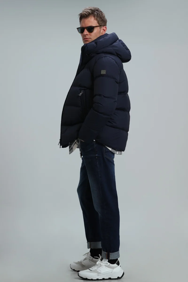 Lufian Tommy Goose Feather Men's Coat Navy Blue