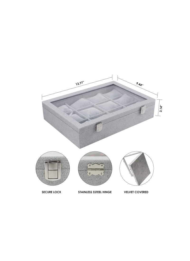 AIWANTO - PU Leather Soft Velvet Clear Lid Jewelry Organizer - Image 1