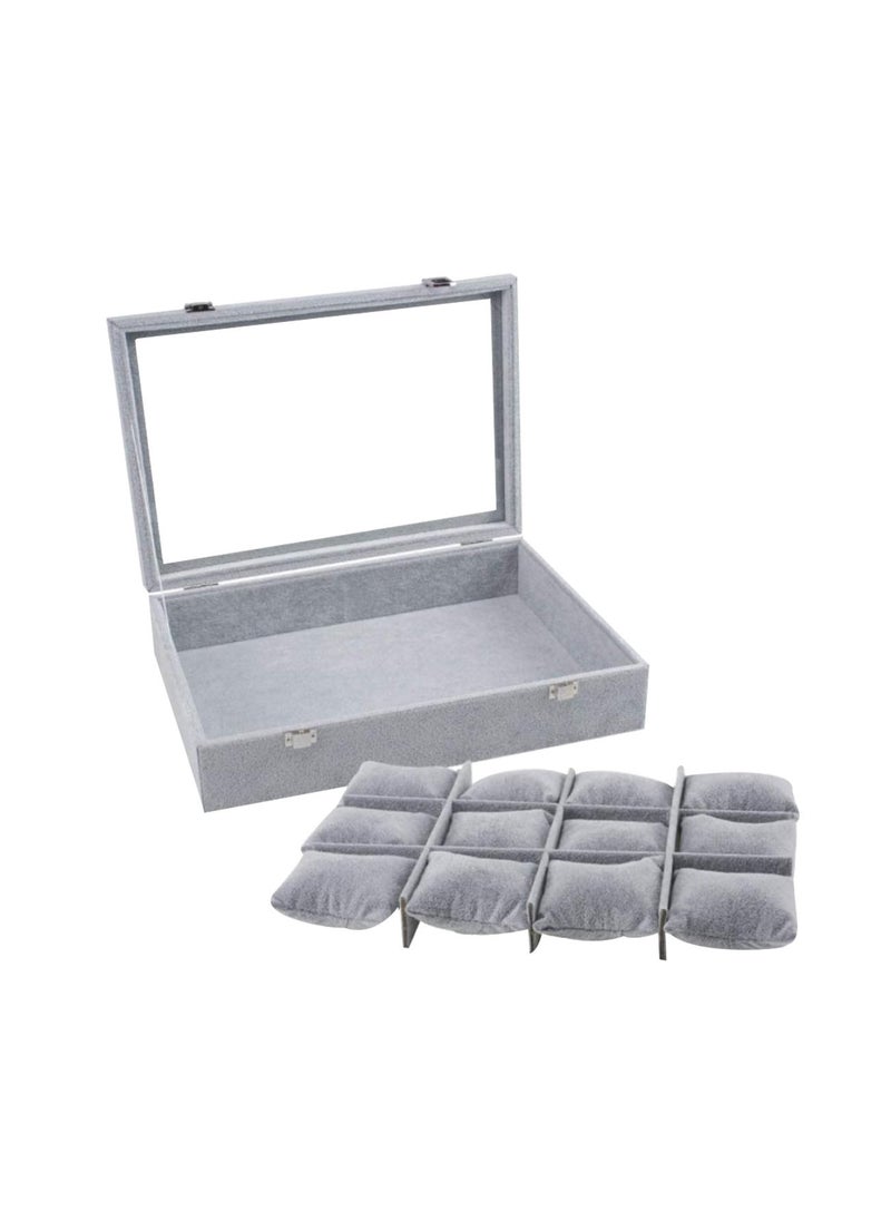 AIWANTO - PU Leather Soft Velvet Clear Lid Jewelry Organizer - Image 1