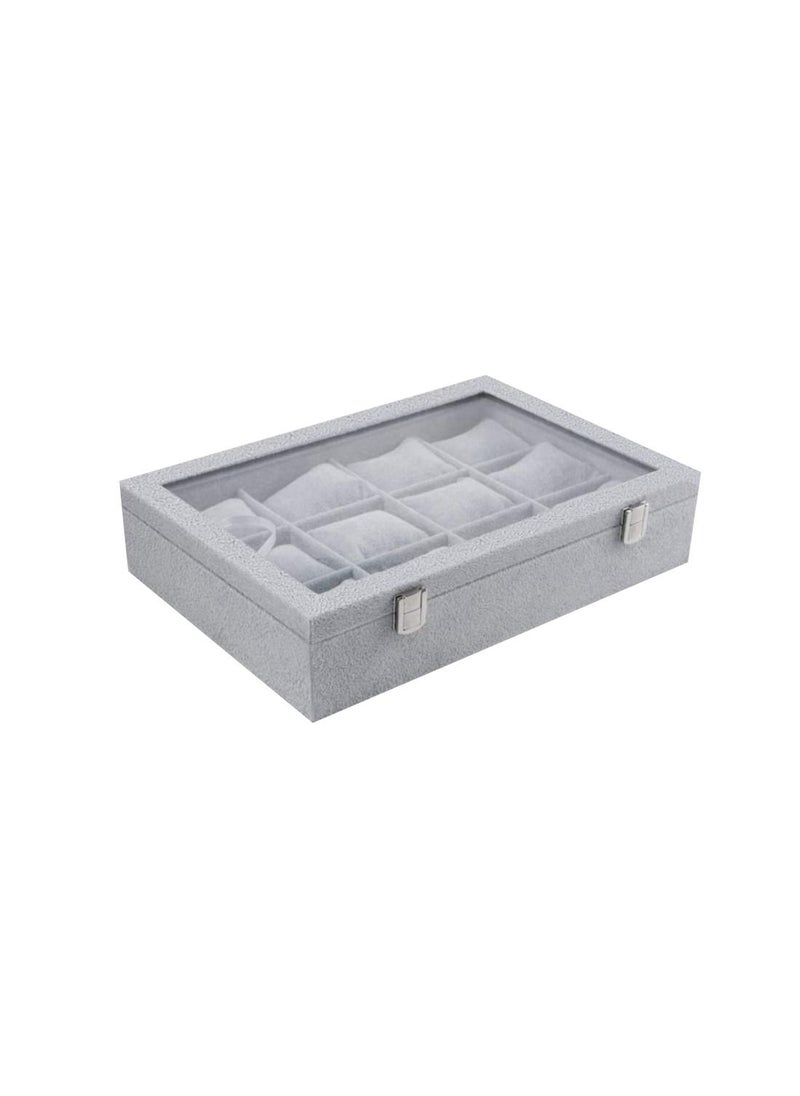 AIWANTO - PU Leather Soft Velvet Clear Lid Jewelry Organizer - Image 1