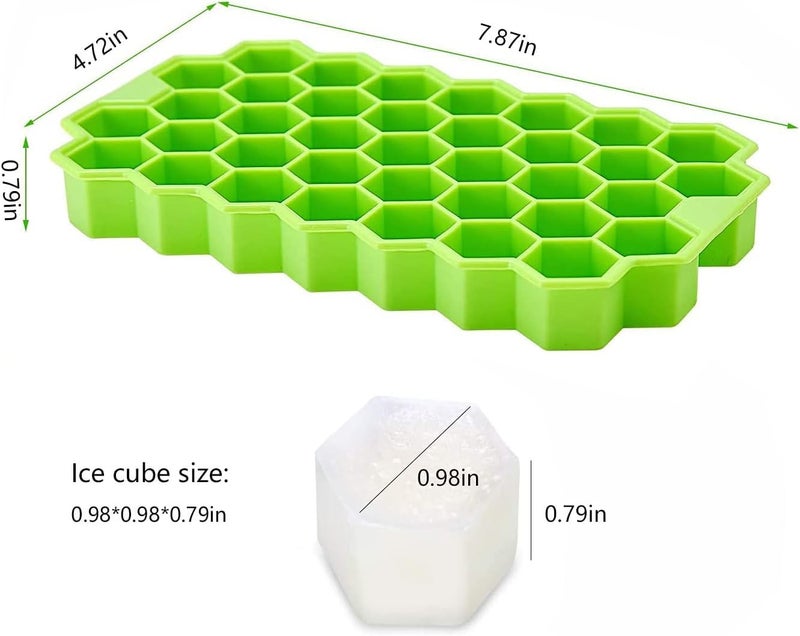 AIMERS Silicone Ice Cube Trays 2Pack 37 Cavity EasyRelease Flexible BPA Free Stackable Molds for Whiskey Cocktail Chilled Drinks Honeycomb Small Cubes Freezer Chocolate Cake Maker - Image 3