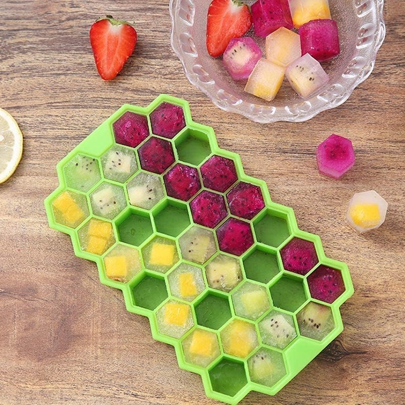 AIMERS Silicone Ice Cube Trays 2Pack 37 Cavity EasyRelease Flexible BPA Free Stackable Molds for Whiskey Cocktail Chilled Drinks Honeycomb Small Cubes Freezer Chocolate Cake Maker - Image 4