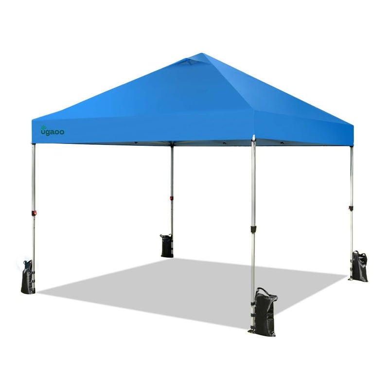 Ugaoo Ugaoo 10x10 PopUp GazeboCanopy Tent with One Push Setup Easy Outdoor Sun Shade for Events Parties Camping Gazebo with STONGo Cover Bag Silver Coated Top ColourBlue  - Image 1
