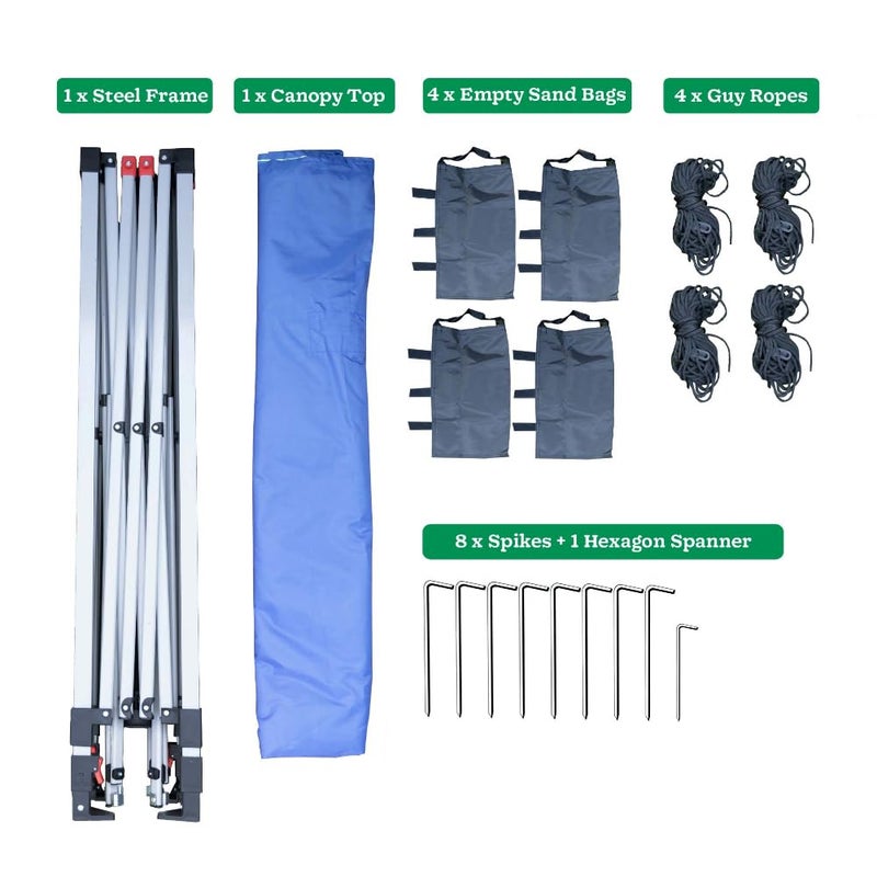 Ugaoo Ugaoo 10x10 PopUp GazeboCanopy Tent with One Push Setup Easy Outdoor Sun Shade for Events Parties Camping Gazebo with STONGo Cover Bag Silver Coated Top ColourBlue  - Image 5