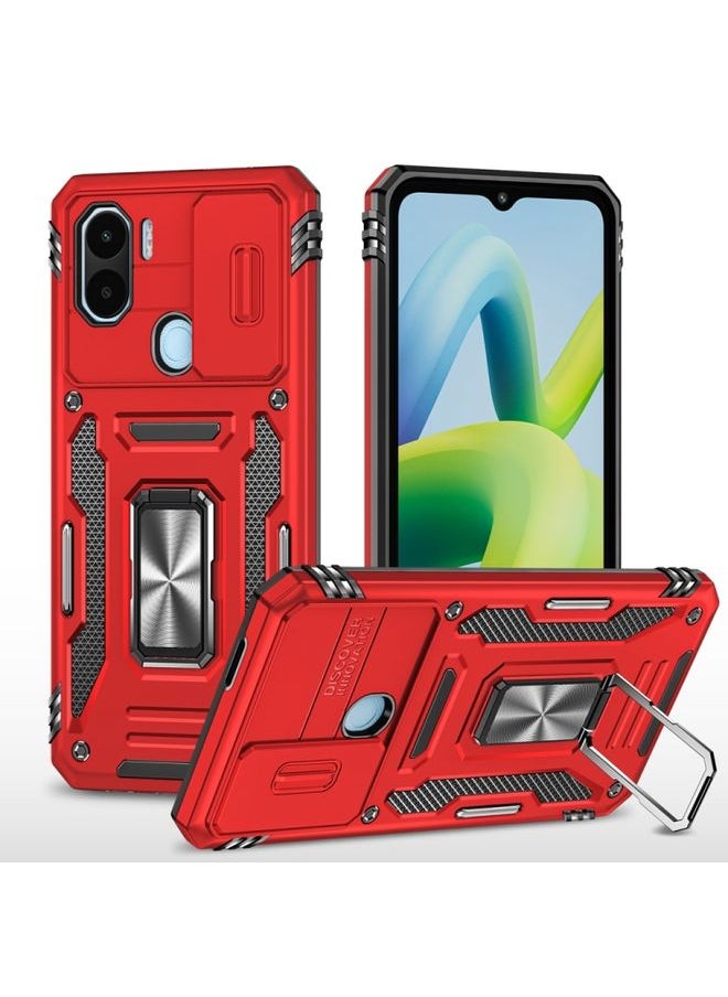 Case Cover For Xiaomi Redmi A1 Armor PC + TPU Camera Shield Phone Case Red