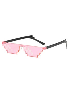 Sunglasses Pixelated Men Women Brand Party Eyeglasses Mosaic UV400 Vintage Eyewear Unisex Gift Toy Glasses-Lenses Color:pink