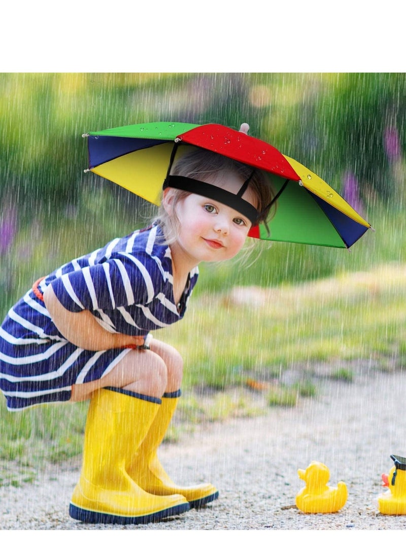 Excefore - Umbrella Hat, 4 Pieces Colorful Hats - 20 Inch, Hands Free, Funny Rainbow Beach Party Hats, Adjustable Size Fits All Ages, Kids, Men & Women - Image 1