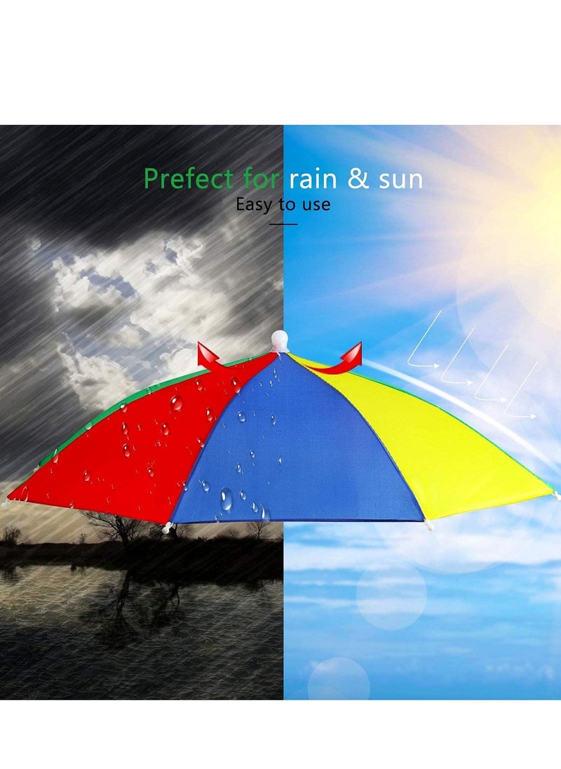 Excefore - Umbrella Hat, 4 Pieces Colorful Hats - 20 Inch, Hands Free, Funny Rainbow Beach Party Hats, Adjustable Size Fits All Ages, Kids, Men & Women - Image 1