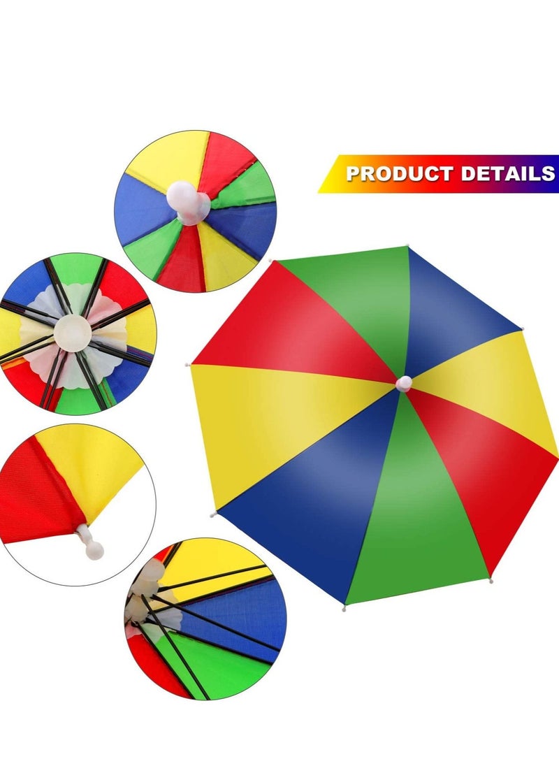 Excefore - Umbrella Hat, 4 Pieces Colorful Hats - 20 Inch, Hands Free, Funny Rainbow Beach Party Hats, Adjustable Size Fits All Ages, Kids, Men & Women - Image 1