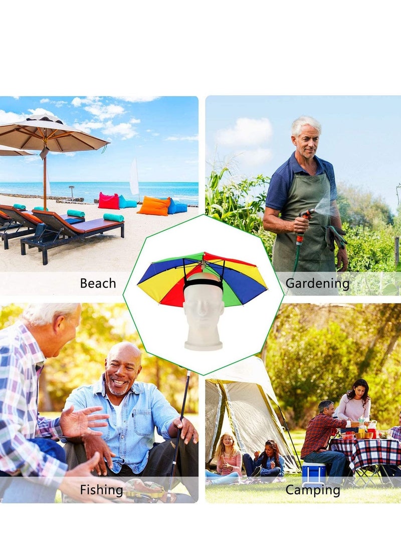 Excefore - Umbrella Hat, 4 Pieces Colorful Hats - 20 Inch, Hands Free, Funny Rainbow Beach Party Hats, Adjustable Size Fits All Ages, Kids, Men & Women - Image 1