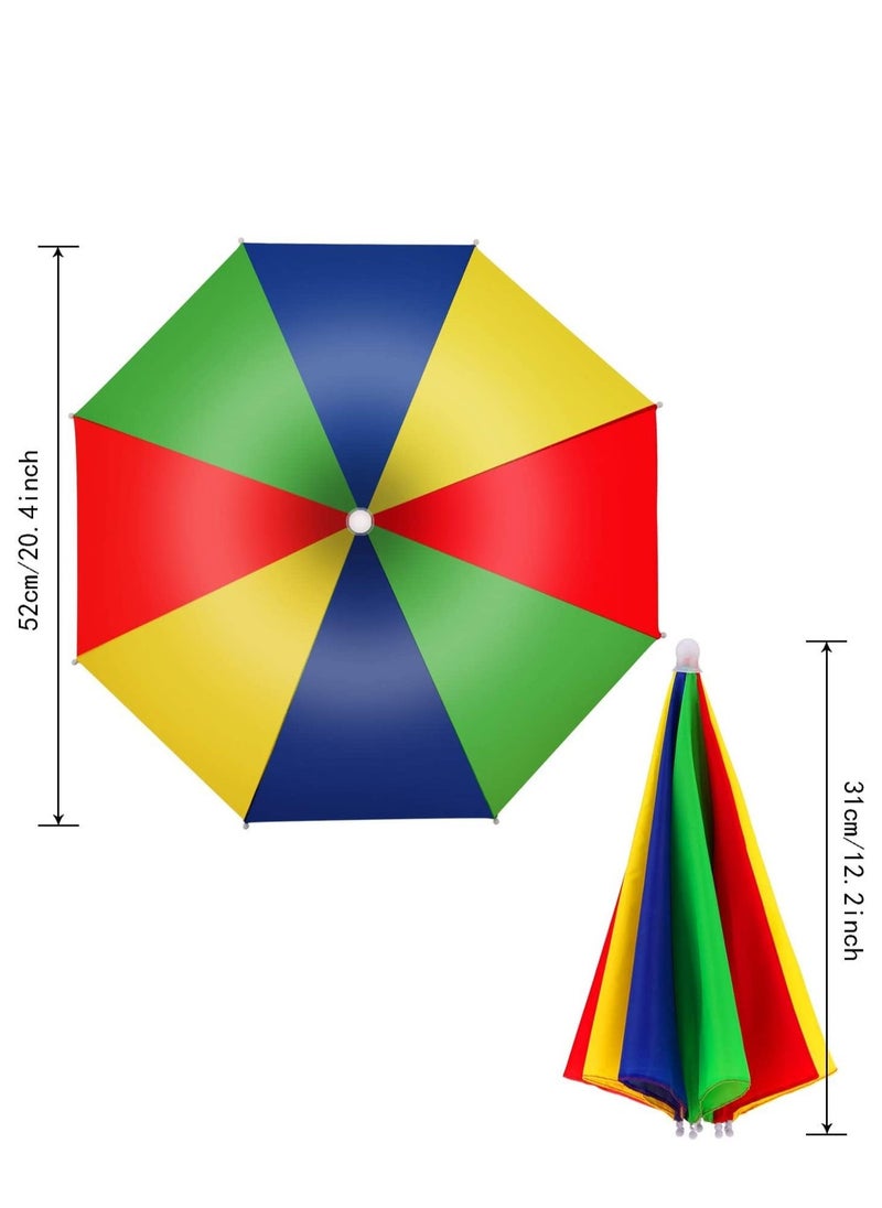 Excefore - Umbrella Hat, 4 Pieces Colorful Hats - 20 Inch, Hands Free, Funny Rainbow Beach Party Hats, Adjustable Size Fits All Ages, Kids, Men & Women - Image 1
