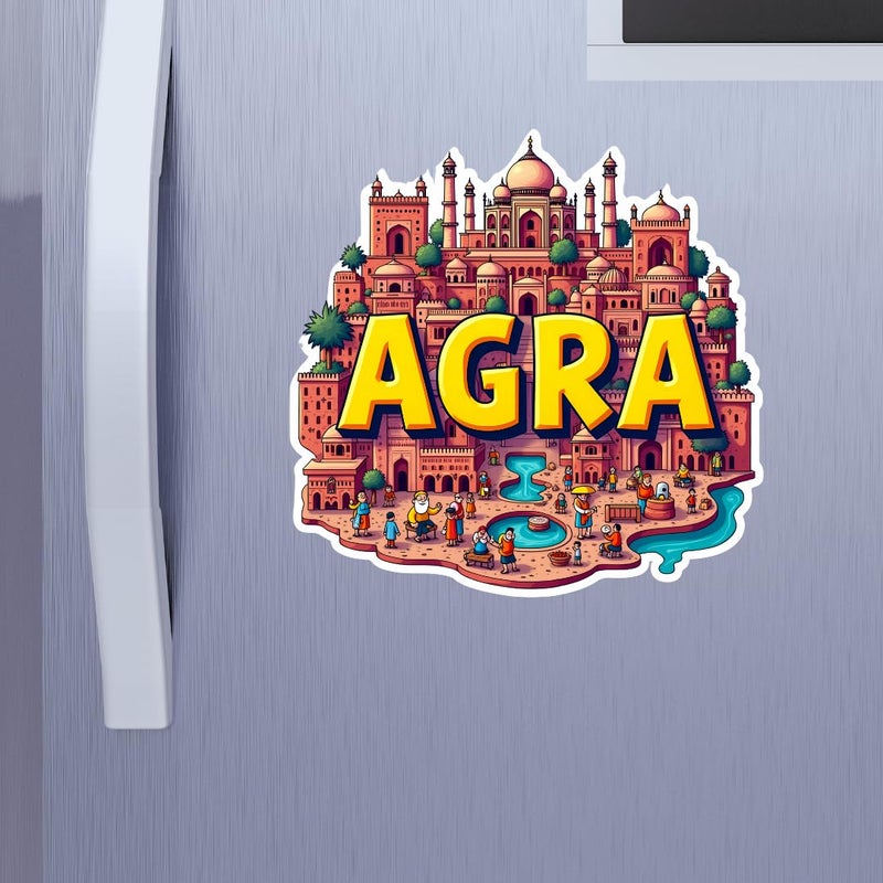 GIFTODAY Agra Theme Souvenir Wooden Fridge Magnet for Refrigerator Agra Printed Magnet for Office and Home Decoration Perfect Souvenir Gift Pack of 1 Size 3x3 Inch - Image 2
