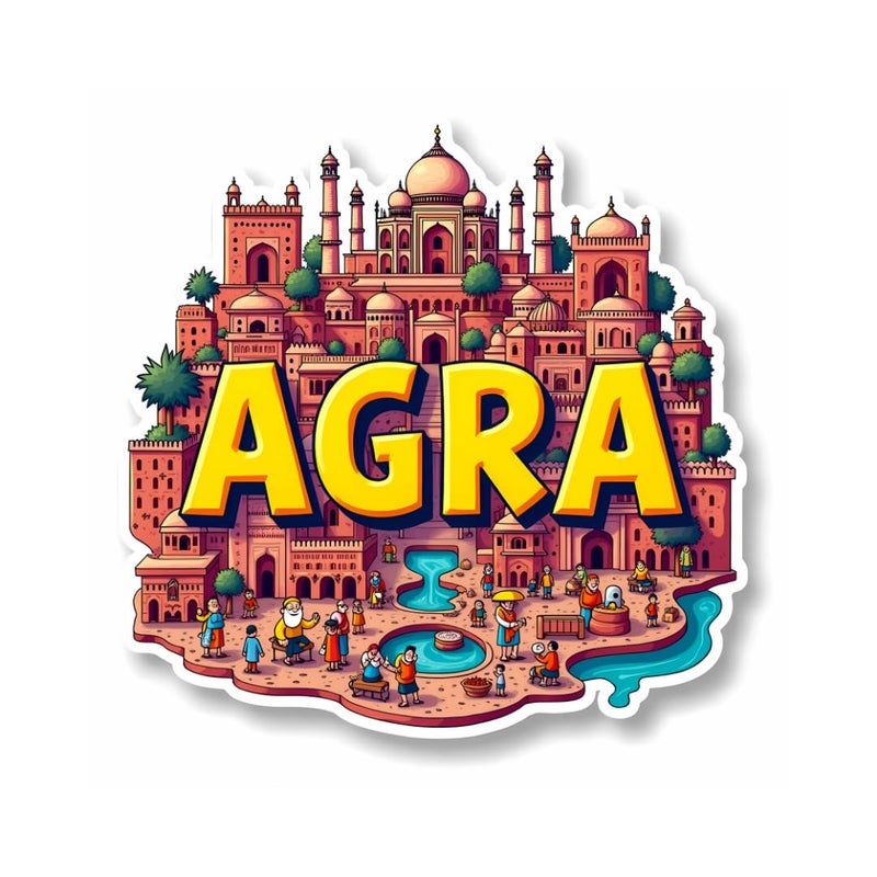 GIFTODAY Agra Theme Souvenir Wooden Fridge Magnet for Refrigerator Agra Printed Magnet for Office and Home Decoration Perfect Souvenir Gift Pack of 1 Size 3x3 Inch - Image 1