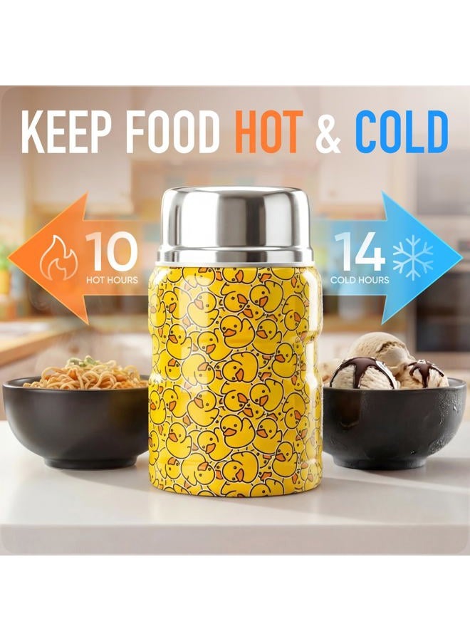 Earth&ME 17 OZ Soup Thermo for Hot & Cold Food for Kids, Vacuum Insulated Steel Lunch Container, Kids Wide Mouth Bento Thermal Food Jar, Warm Food Lunchbox Thermo Bowls with Spoon (Black Gamepad) - Image 3