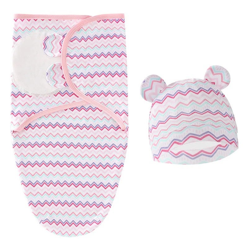 Y&D Baby Swaddle Wrap with Hat Set - Soft Cotton Swaddle Blanket for Newborn Infant Sleep (Swaddlers) - Image 1