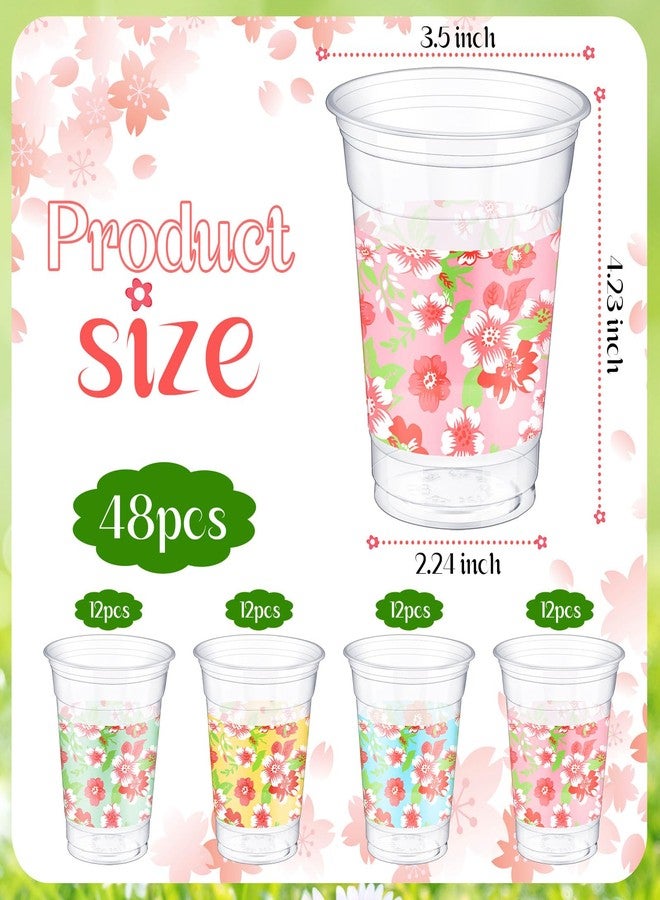 Jingmore 48 Pcs 12oz Floral Disposable Cups Flower Spring Party Plastic Cups Wildflowers Cold Beverage Drinking Cups for Spring Summer Party Wedding Reception Baby Shower Bride's Birthday Party - Image 3