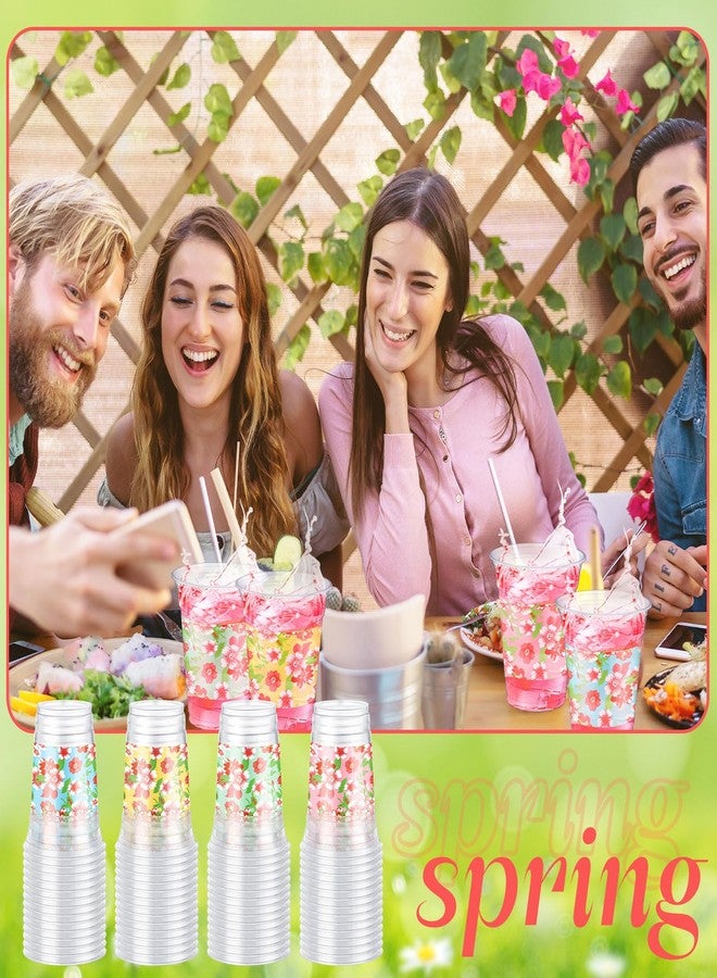 Jingmore 48 Pcs 12oz Floral Disposable Cups Flower Spring Party Plastic Cups Wildflowers Cold Beverage Drinking Cups for Spring Summer Party Wedding Reception Baby Shower Bride's Birthday Party - Image 2