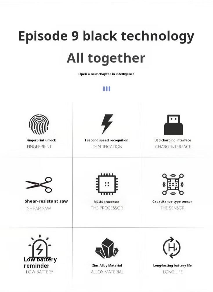 ELTRAZONE Anti-Theft Smart Fingerprint Padlock – Portable Waterproof Fingerprint Lock with USB Charging | Intelligent Keyless Lock for Cabinets, Luggage, Gym, Suitcase, School, Bike – Compact  Durable Black Design - Image 2