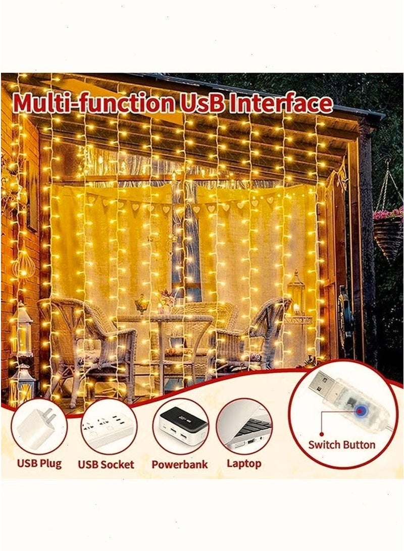 Ramadan Decorations Lights - 2M String Lights with 200 Warm White LEDs, Ramadan Decorations Curtain Lights, USB/Battery Operated with Remote for Living Room & Bedroom - Image 2