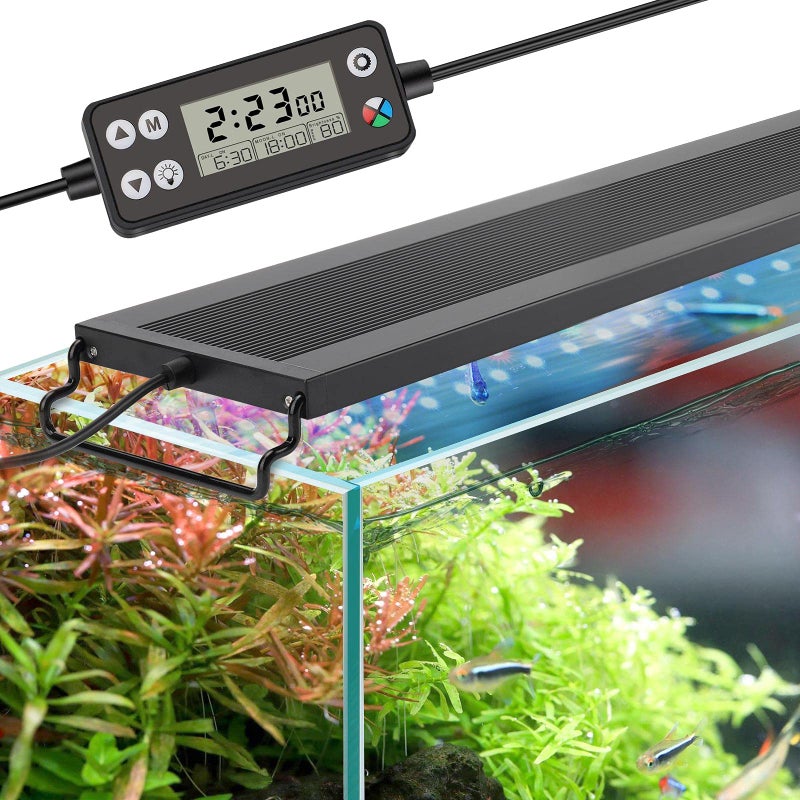 hygger Auto On Off LED Aquarium Light, Full Spectrum Fish Tank Light with LCD Monitor, 24/7 Lighting Cycle, 7 Colors, Adjustable Timer, IP68 Waterproof, 3 Modes for 48"-54" Freshwater Planted Tank - Image 1