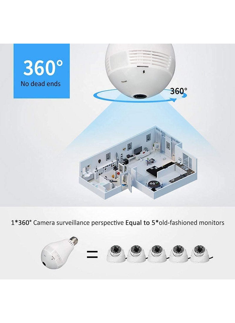 TECHNOVIEW TECHNOVIEW Spy Bulb Camera 1080p WiFi Security CameraHD Video Audio Recording 360 Degrees Panoramic View for Home Office Motion DetectionLight Vision Bulb Camera  - Image 3