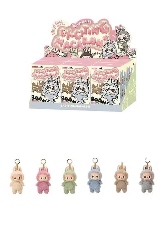 POP MART 100% Authentic Labubu The Monsters Tasty Macarons Vinyl Plush Pendant Blind Box (Full Set 6PC) – Cute Collectible Keychain, Desk Buddy & Gift – Random Design – Lychee Strawberry, Soy Milk, Sea Salt Coconut, Sesame Bean, Green Grape, Toffee Candy  - Image 1