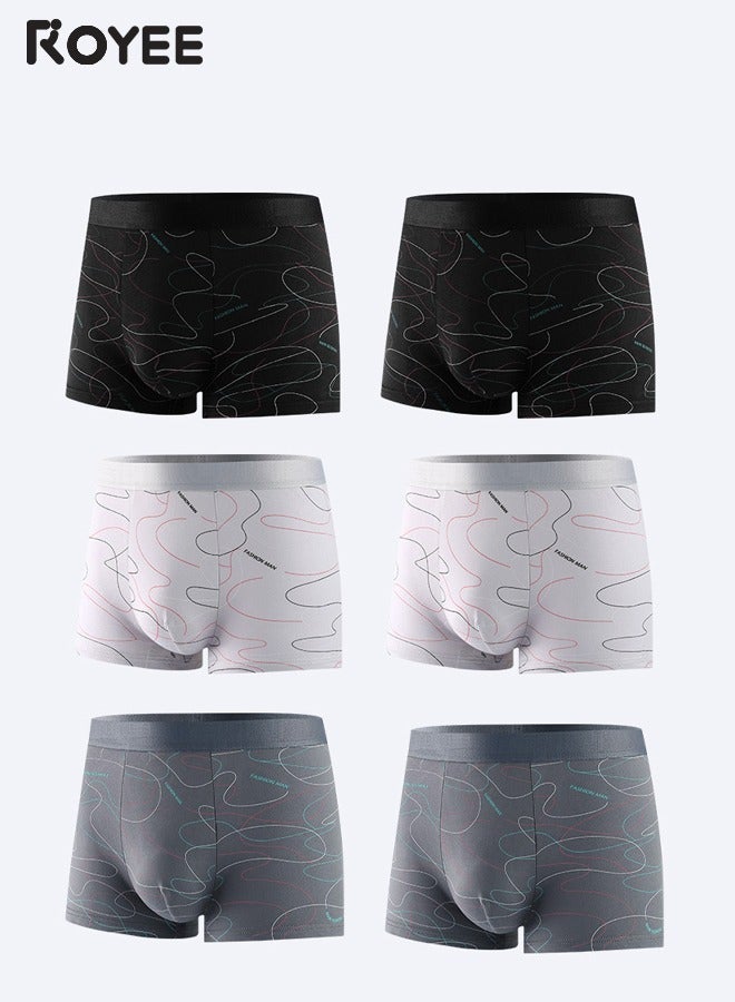 Royee 6-Pack Men's Boxer Briefs Boxer Shorts Breathable Soft Underwear For Summer  - Image 1