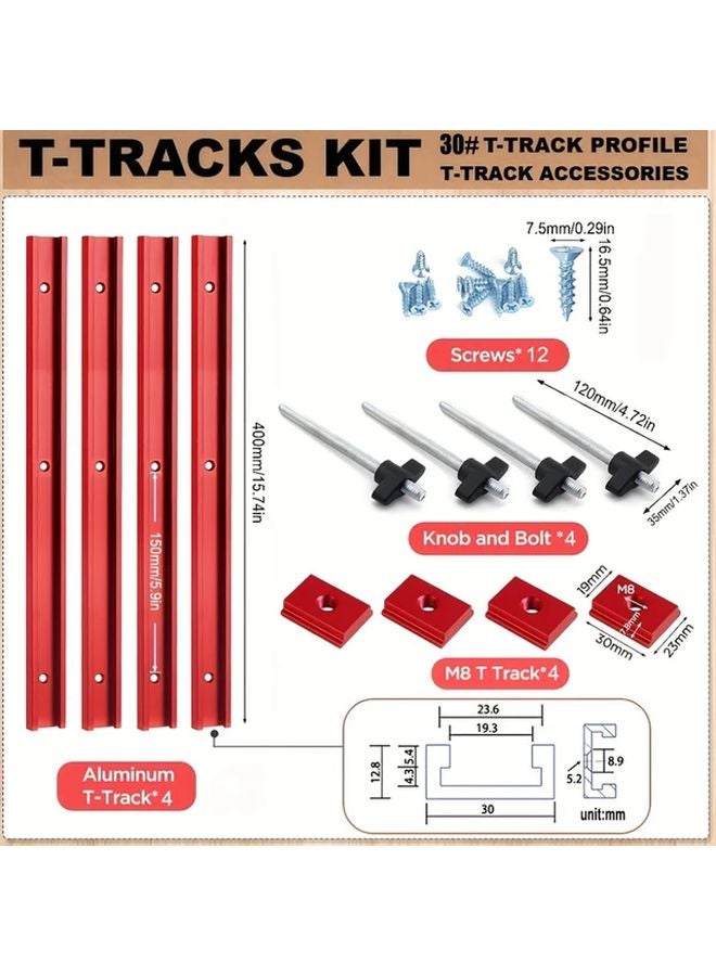 Precision Table Saw Crosscut Sled Kit Silvery Aluminum T Tracks Durable Woodworking Accessories - Image 4