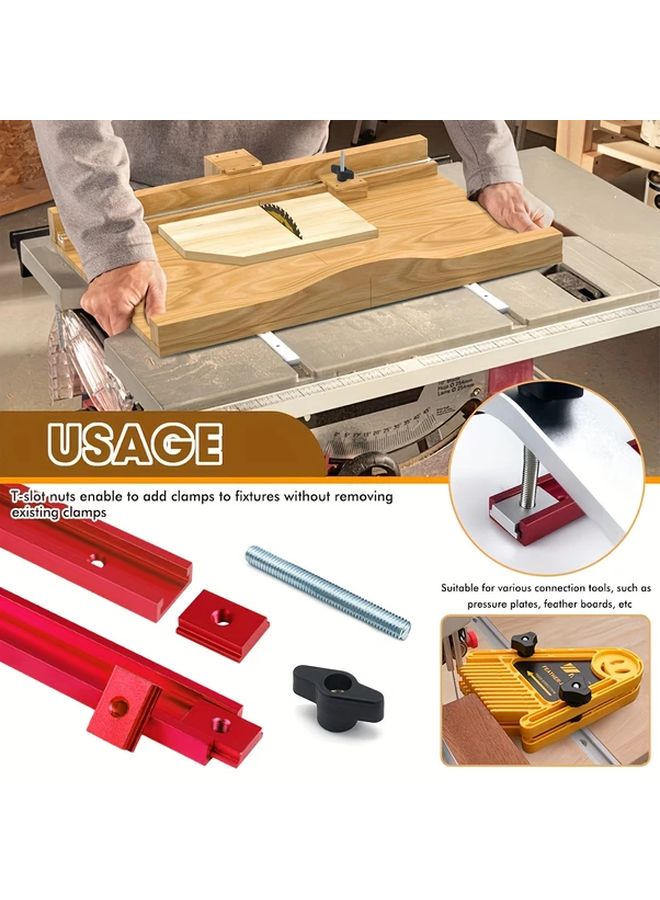 Precision Table Saw Crosscut Sled Kit Silvery Aluminum T Tracks Durable Woodworking Accessories - Image 2