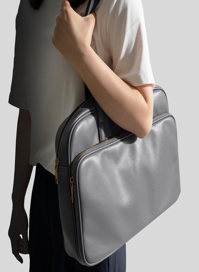 Benfan Laptop Tote for Men & Women 14Inch Computer Bags Briefcase Business Office Travel Work Handbag Carrying Bag with Large Front Pocket Color Grey - Image 2