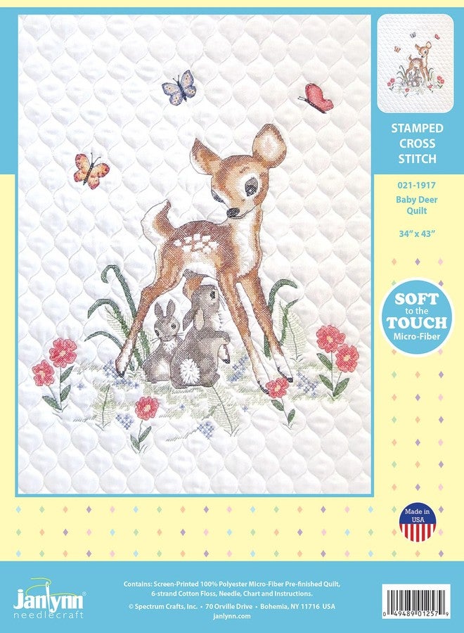 Tobin Janlynn Stamped Quilt Cross Kit 34"X43" Baby Deer-Stitched in Floss, Multicolor - Image 2