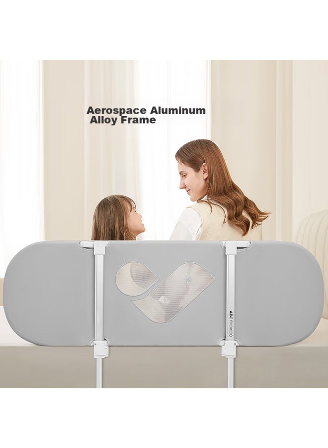 Abcmokoo Portable Folding Bed Guard Rail, Child Safety Barrier, One-sided Protection For Babies, Morandi Gray/1.5 Meters - Image 2