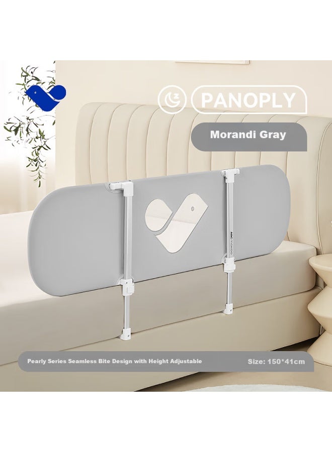 Abcmokoo Portable Folding Bed Guard Rail, Child Safety Barrier, One-sided Protection For Babies, Morandi Gray/1.5 Meters - Image 1