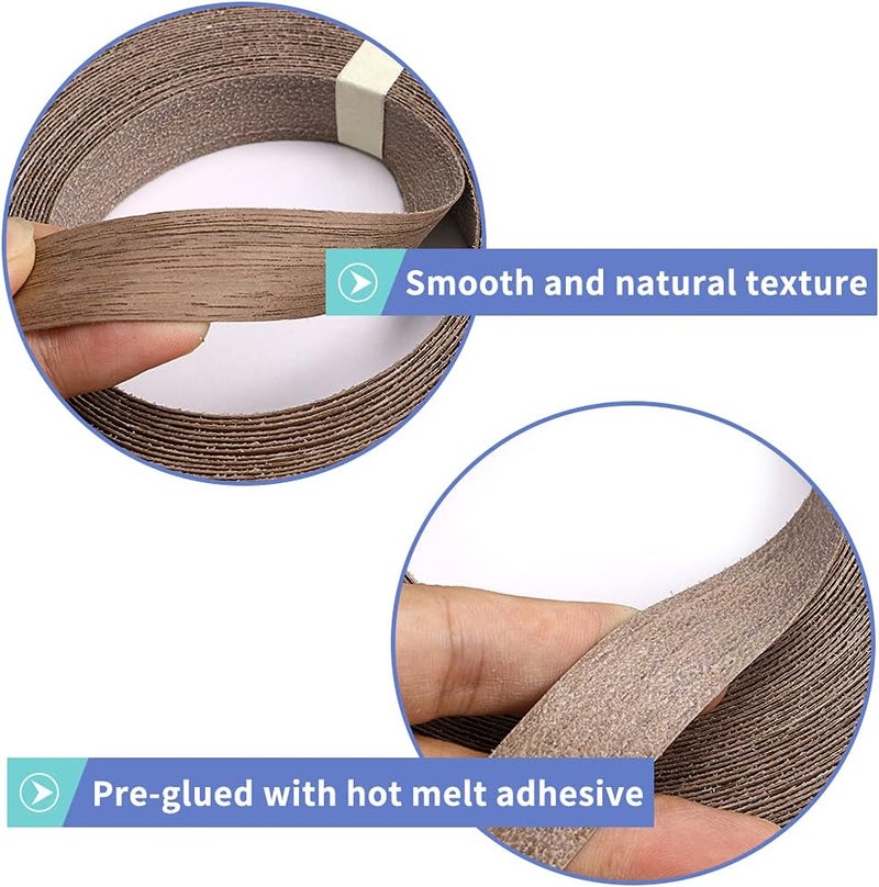 MOLIGOU Walnut Wood Veneer Roll, 3/4”×50’ Plywood Edge Banding Strips, Flexible Veneer Edging with Adhesive Back - Image 4