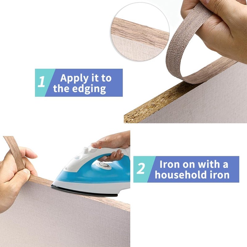 MOLIGOU Walnut Wood Veneer Roll, 3/4”×50’ Plywood Edge Banding Strips, Flexible Veneer Edging with Adhesive Back - Image 5