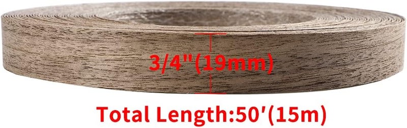 MOLIGOU Walnut Wood Veneer Roll, 3/4”×50’ Plywood Edge Banding Strips, Flexible Veneer Edging with Adhesive Back - Image 3