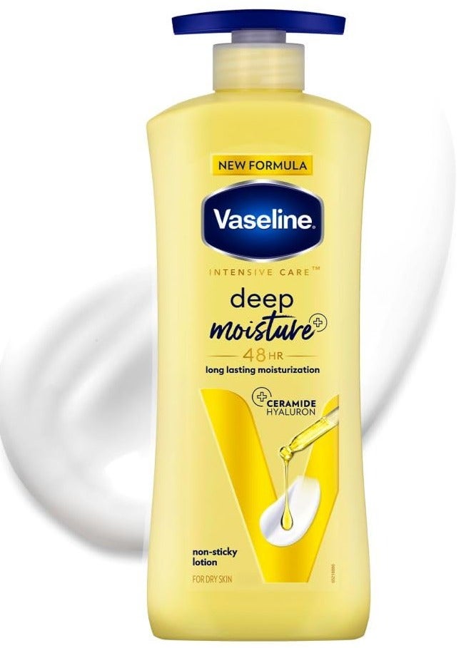 Vaseline Intensive Care Deep Moisture Nourishing Body Lotion 400ml Daily Moisturizer for Dry Skin Gives Non Greasy Glowing Skin For Men & Women - Image 1