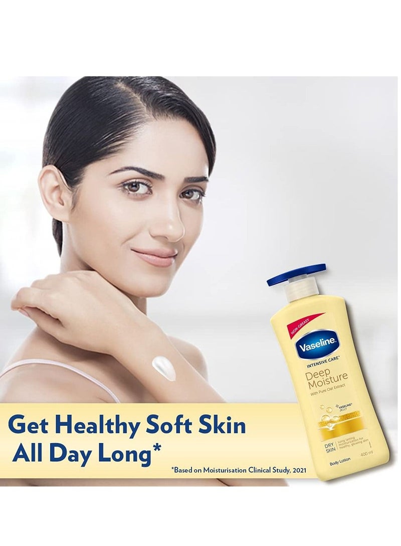 Vaseline Intensive Care Deep Moisture Nourishing Body Lotion 400ml Daily Moisturizer for Dry Skin Gives Non Greasy Glowing Skin For Men & Women - Image 3