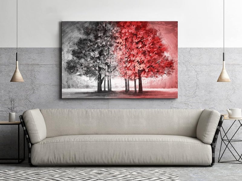 BPA Black Red Tree Abstract Wall Art - Image 4