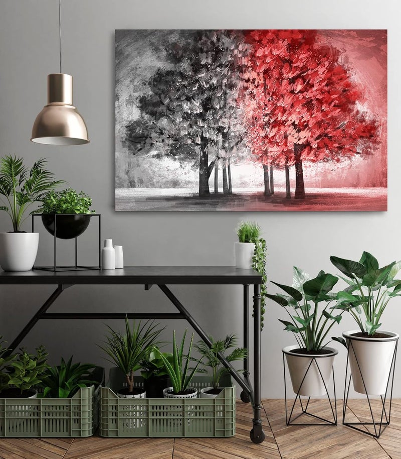 BPA Black Red Tree Abstract Wall Art - Image 5