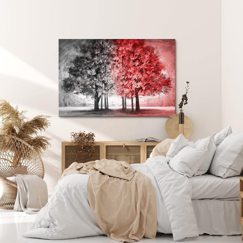 BPA Black Red Tree Abstract Wall Art - Image 2