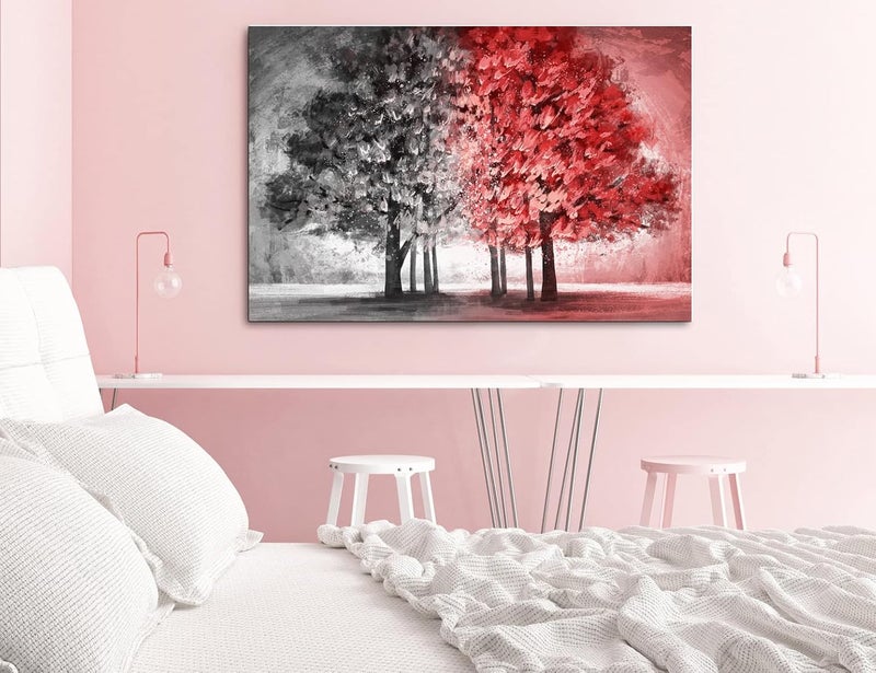 BPA Black Red Tree Abstract Wall Art - Image 3