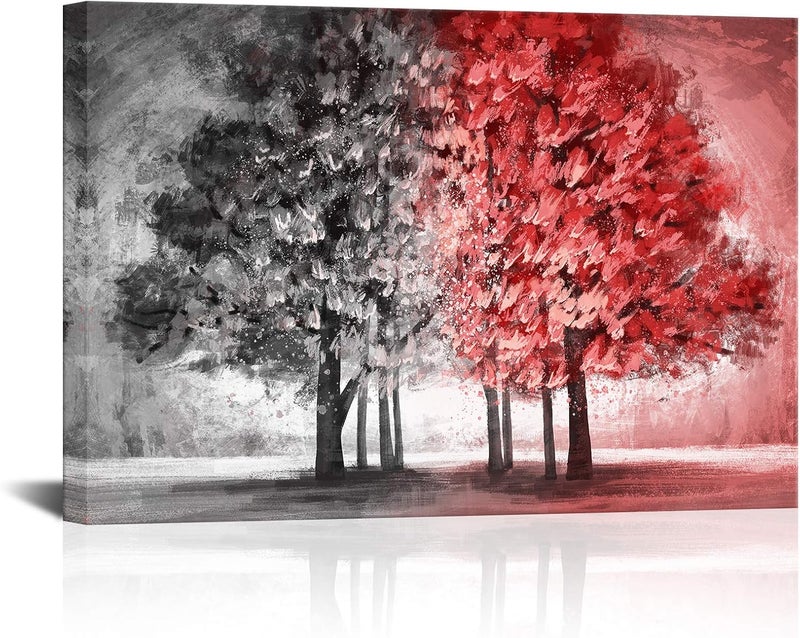 BPA Black Red Tree Abstract Wall Art - Image 1