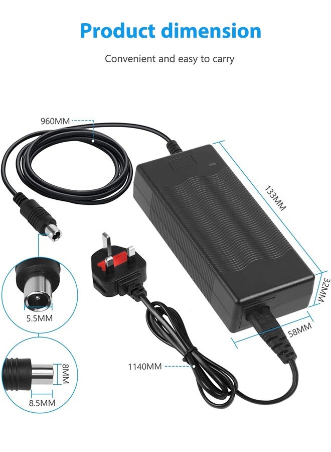 S-Color UK Plug Electric Scooter Charger 42V 2A Power Supply Adapter for Xiaomi M365/Pro 2 Universal Battery Charger for Ninebot Pure Air Pro 2 Wheel Balance Scooter Drifting Board Electric Bike - Image 2