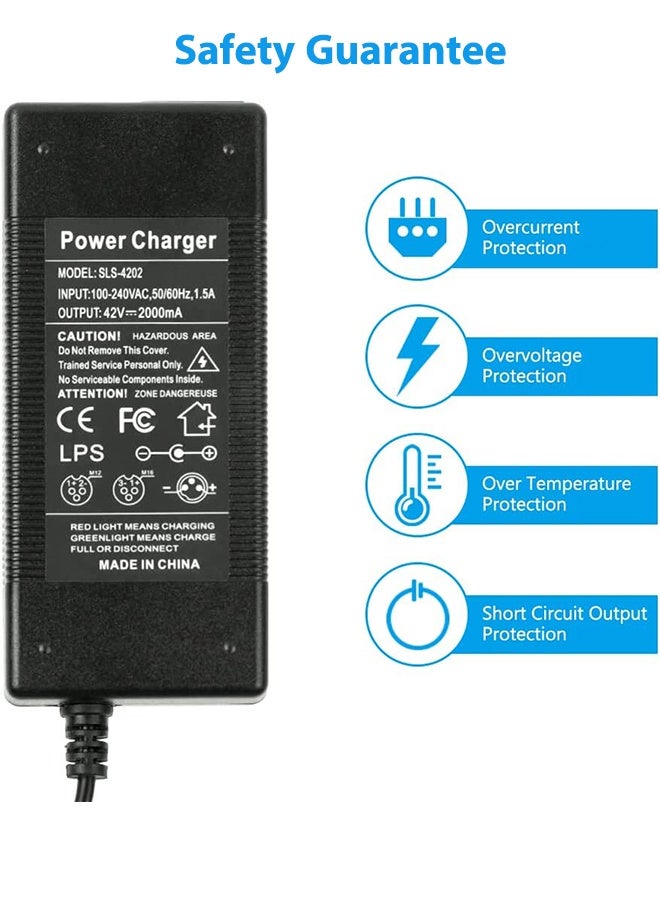S-Color UK Plug Electric Scooter Charger 42V 2A Power Supply Adapter for Xiaomi M365/Pro 2 Universal Battery Charger for Ninebot Pure Air Pro 2 Wheel Balance Scooter Drifting Board Electric Bike - Image 5