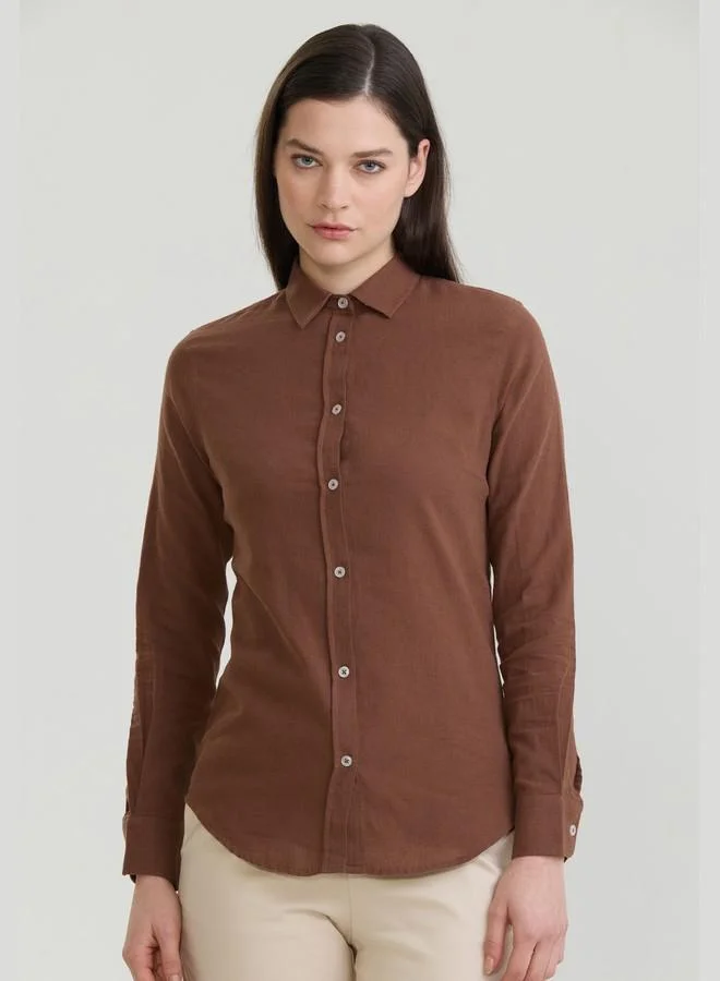 FELIX HARDY Women's Cotton Linen Blend Long Sleeve Blouse Shirt