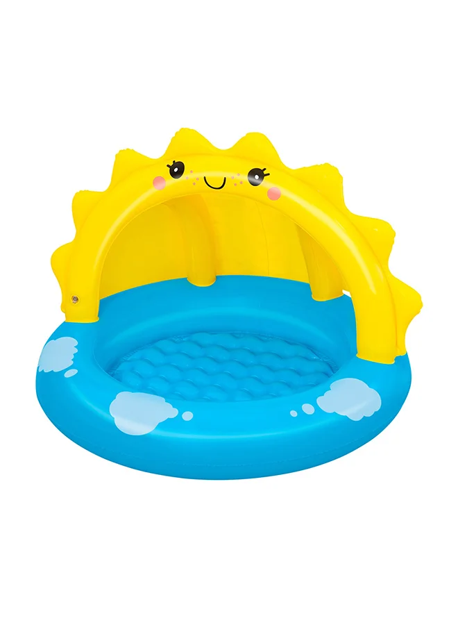 بست واي Bestway, Sunny Days Shaded Kiddie Pool for Toddlers, Inflatable Baby Pool with Built-in Sunshade Canopy, Soft Cushioned Base, Safe Splash Play for Kids, Repair Patch Included, 1.01mx97cmx71cm
